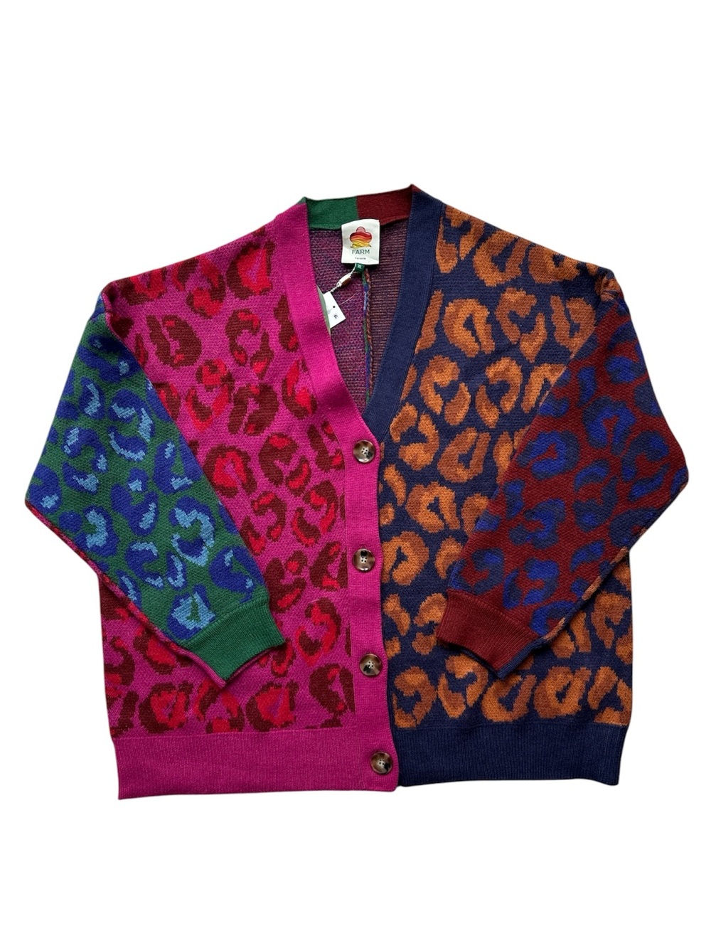FARM Rio Mixed Ikat Leopard Button Front Cardigan NWT Size XL - Picture 4 of 8